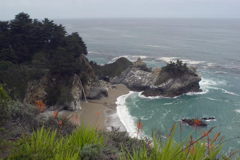 mcway cliffside waterfall in Julia Pfeiffer Burns State Park, california